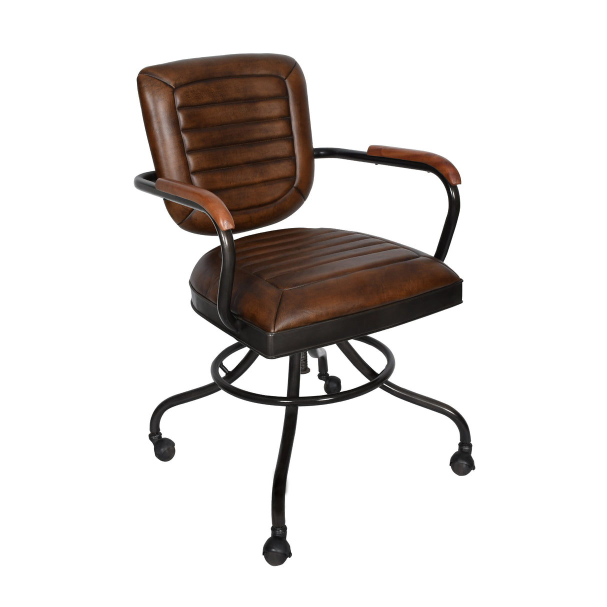 Essex Oden 24" Desk Chair in Antique Whiskey Top Grain Leather by Home Trends & Design at Eve Furniture