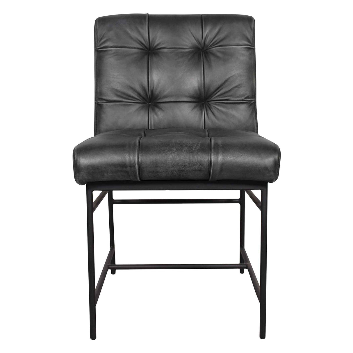 Essex Stockton 19" Dining Chair in Weathered Black Leather, Set of 2 by Home Trends & Design at Eve Furniture