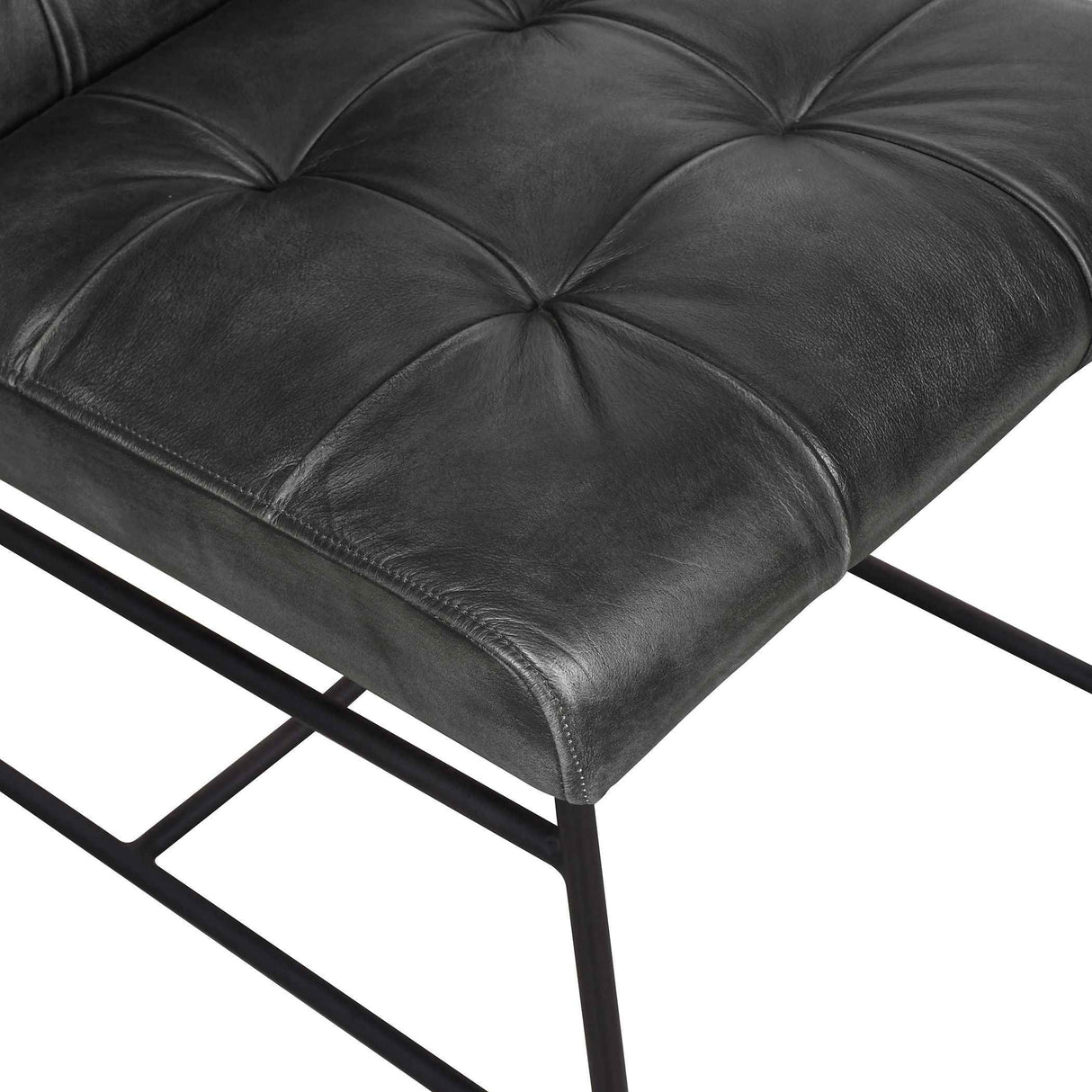 Essex Stockton 19" Dining Chair in Weathered Black Leather, Set of 2 by Home Trends & Design at Eve Furniture