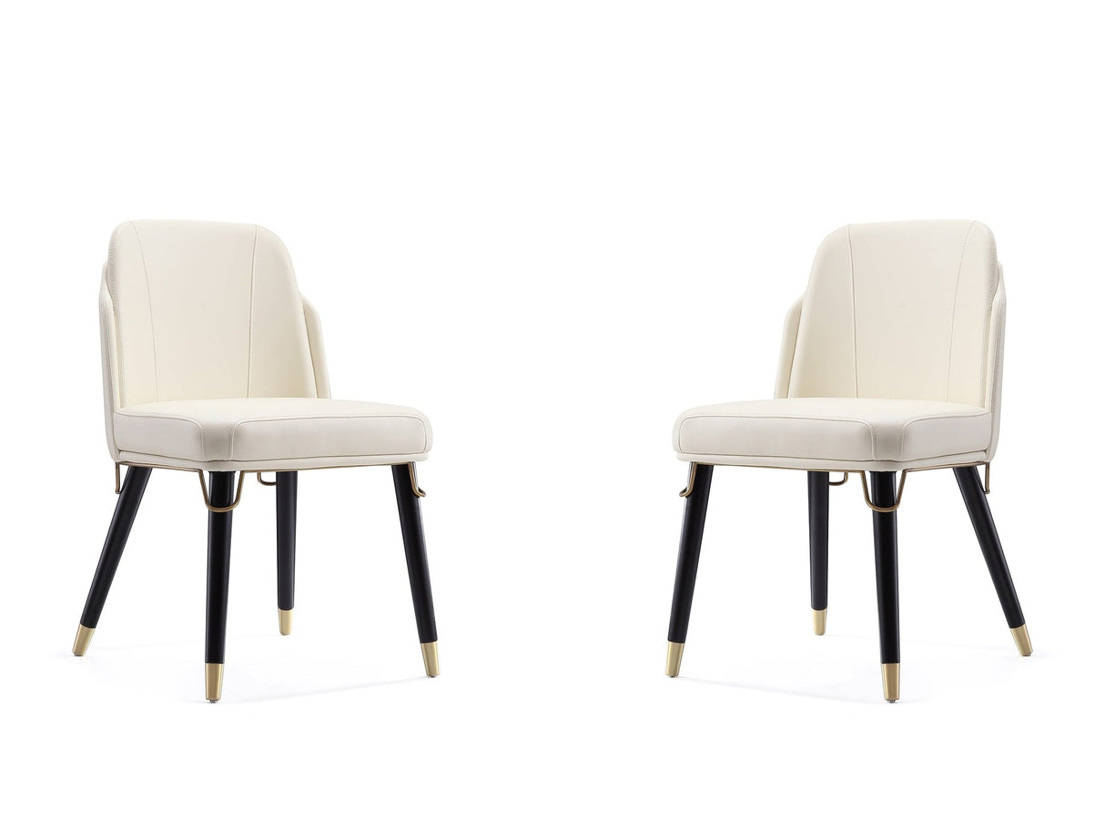 Estelle Dining Chair in Cream and Black (set of 2) by Manhattan Comfort at Eve Furniture