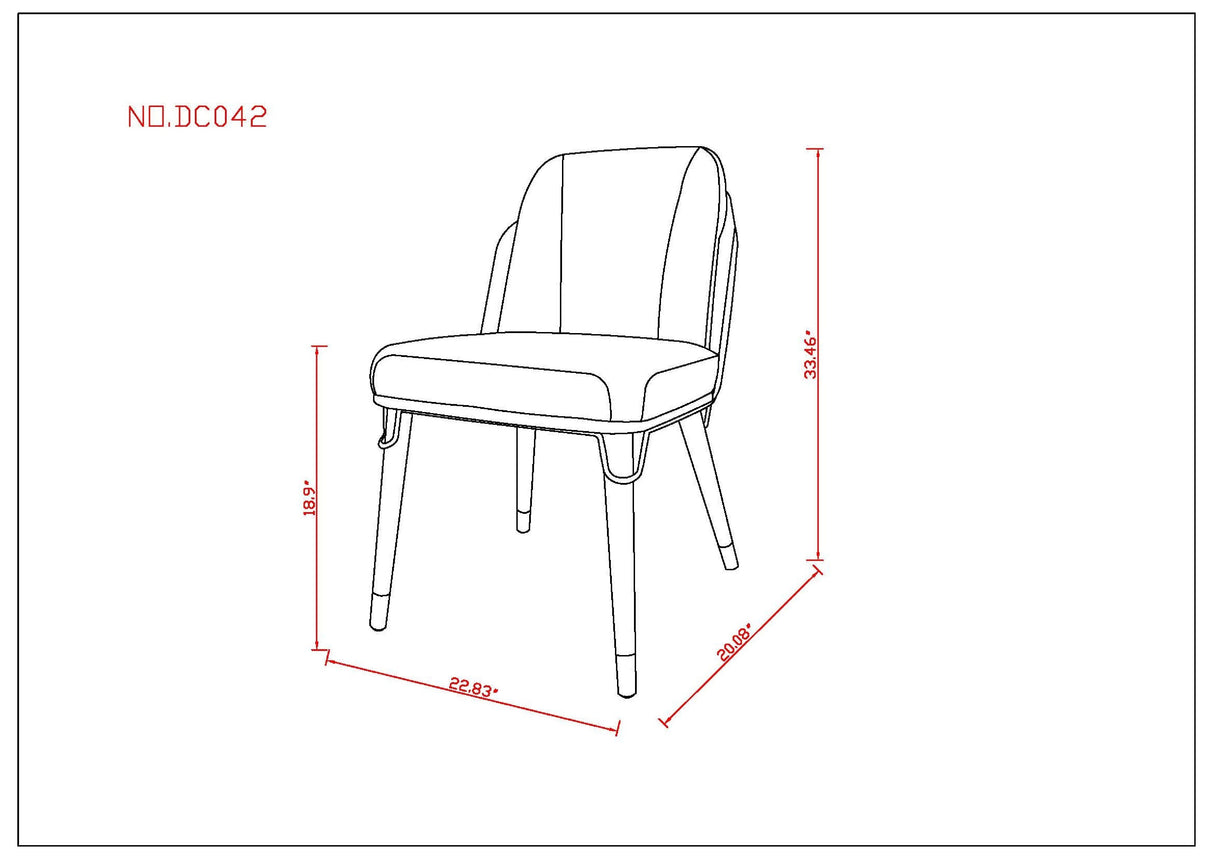 Estelle Dining Chair in Pebble and Black by Manhattan Comfort at Eve Furniture