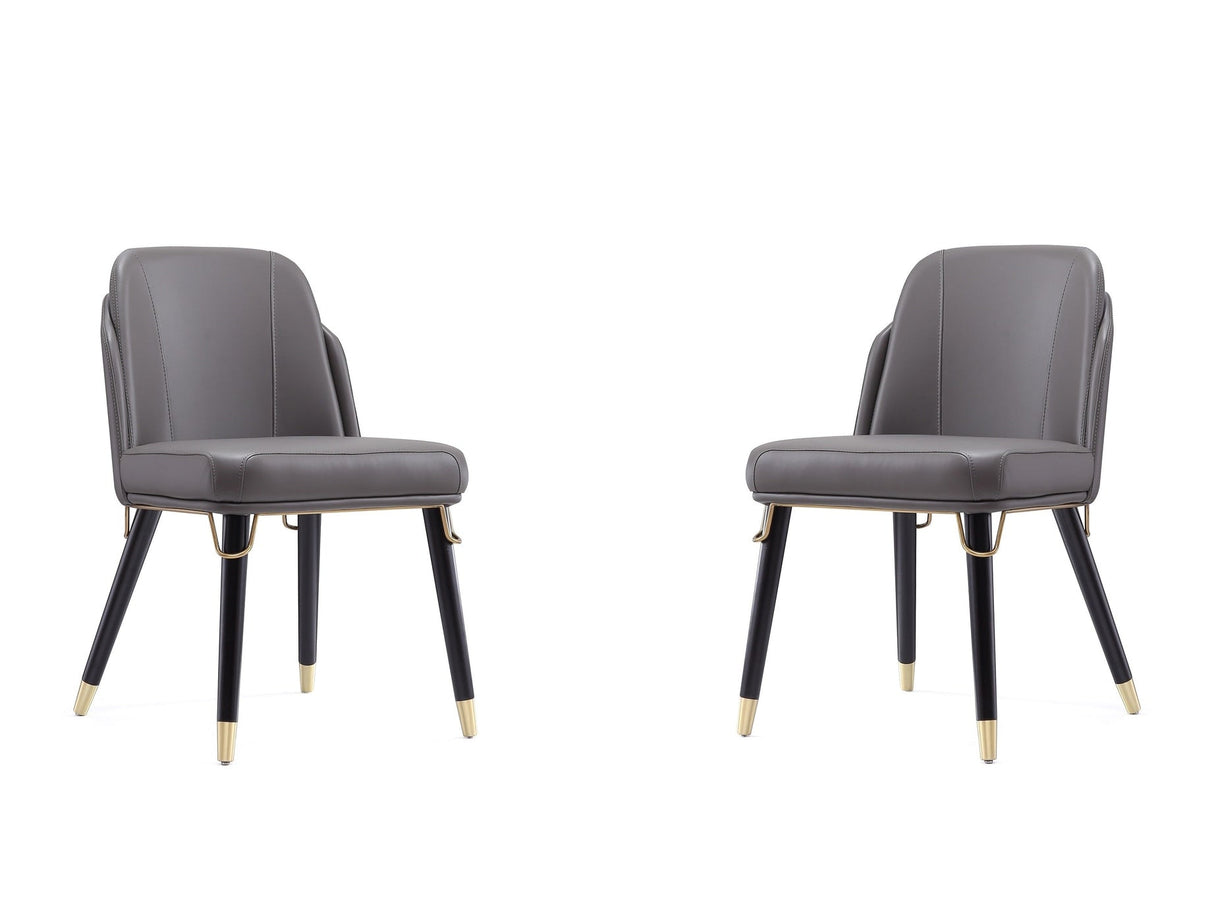 Estelle Dining Chair in Pebble and Black (set of 2) by Manhattan Comfort at Eve Furniture