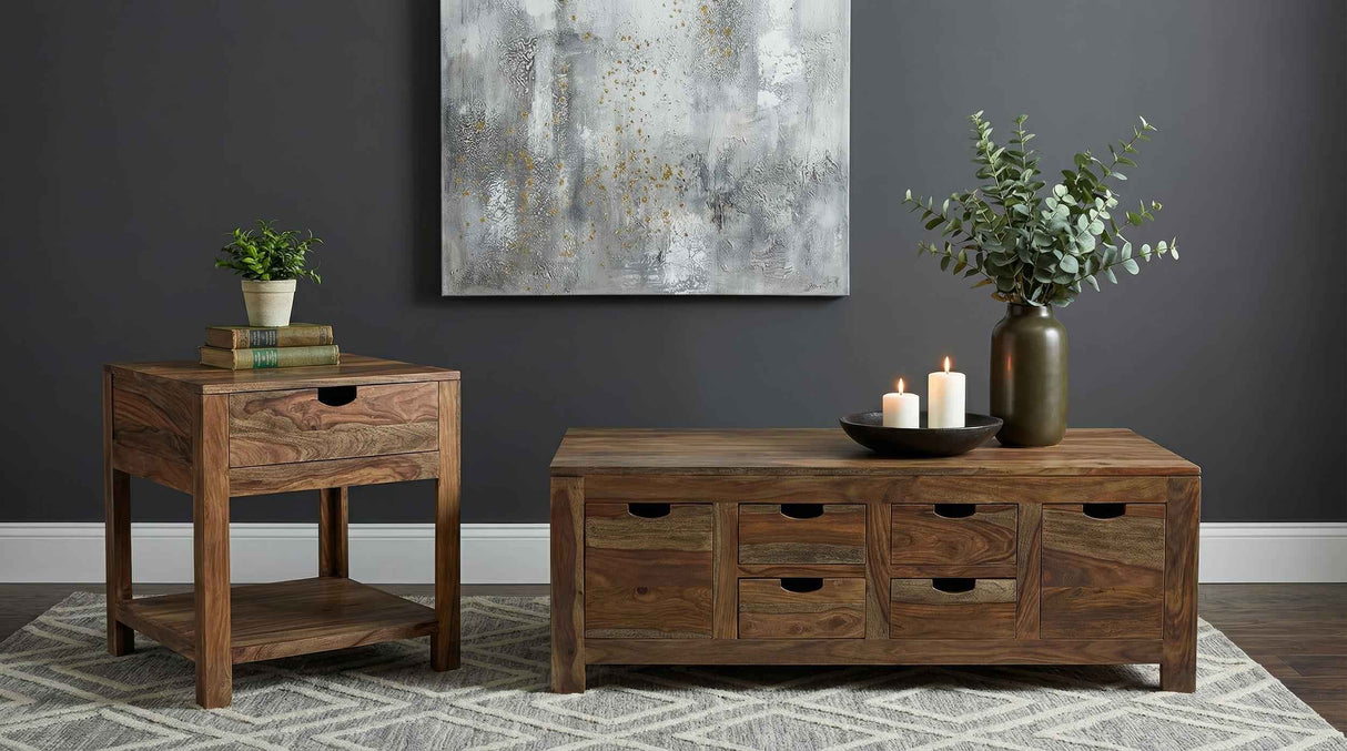 Esther Sheesham Natural 1-Drawer Solid Wood Side End Table by Coaster at Eve Furniture
