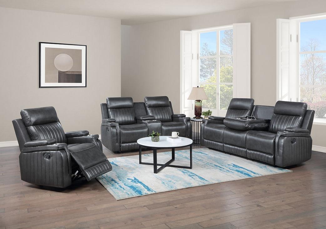 Ethan Dark Grey 3-Piece Reclining Living Room Set by New Era Innovations at Eve Furniture