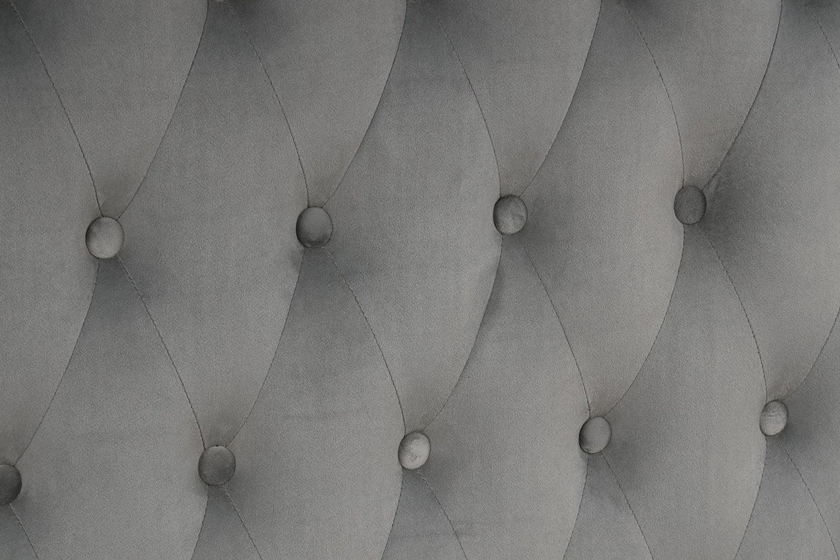 Etherea Gray King Upholstered Platform Poster Bed by Furniture of America at Eve Furniture