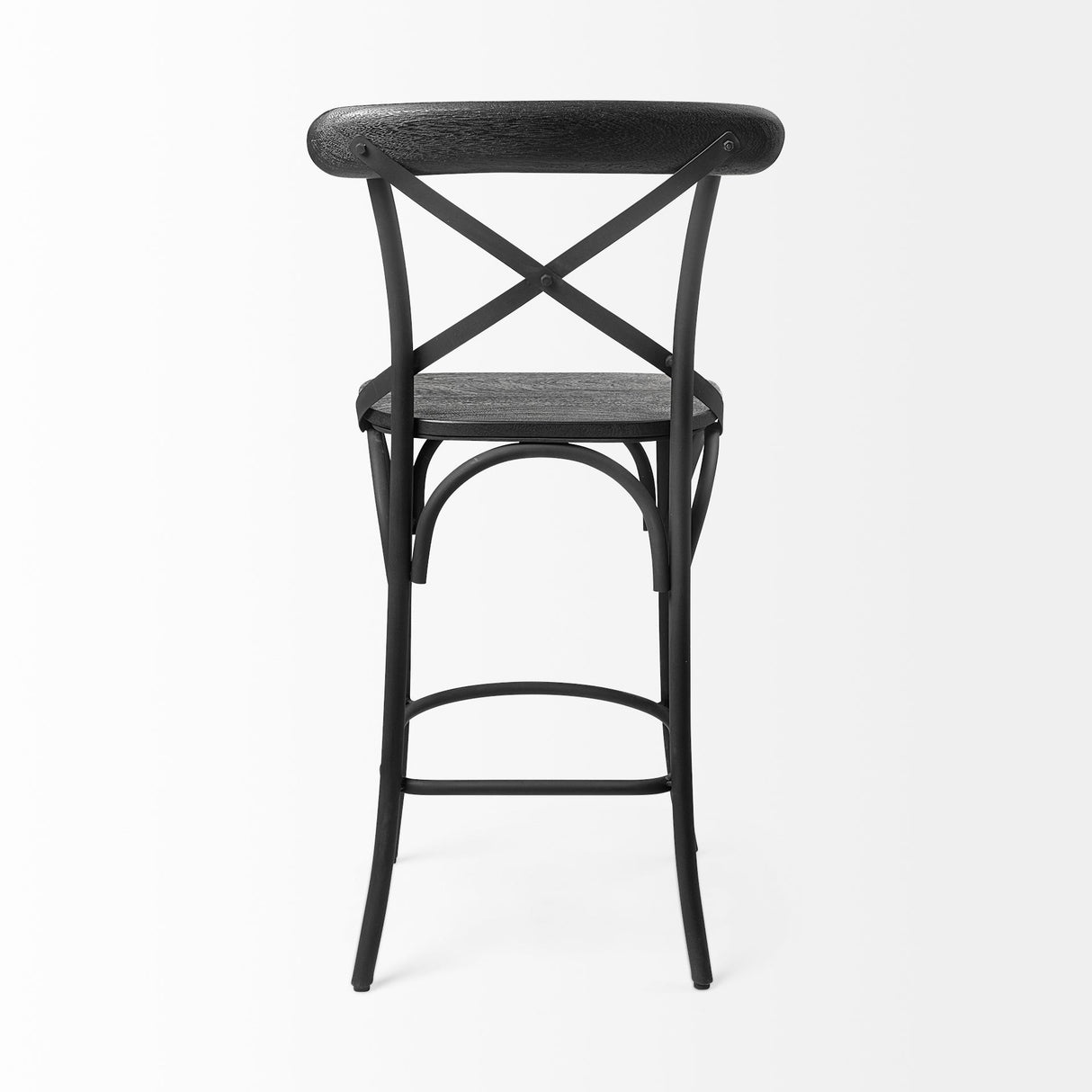 Etienne 26.25" Seat Height Black Wood Seat Black Metal Base Stool by Mercana at Eve Furniture