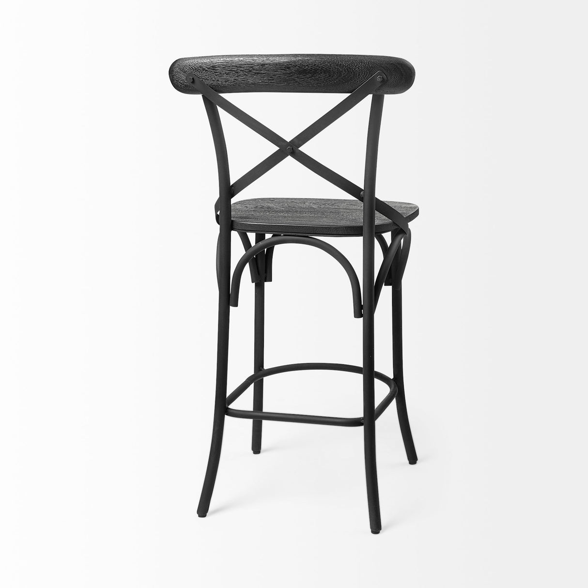 Etienne 26.25" Seat Height Black Wood Seat Black Metal Base Stool by Mercana at Eve Furniture