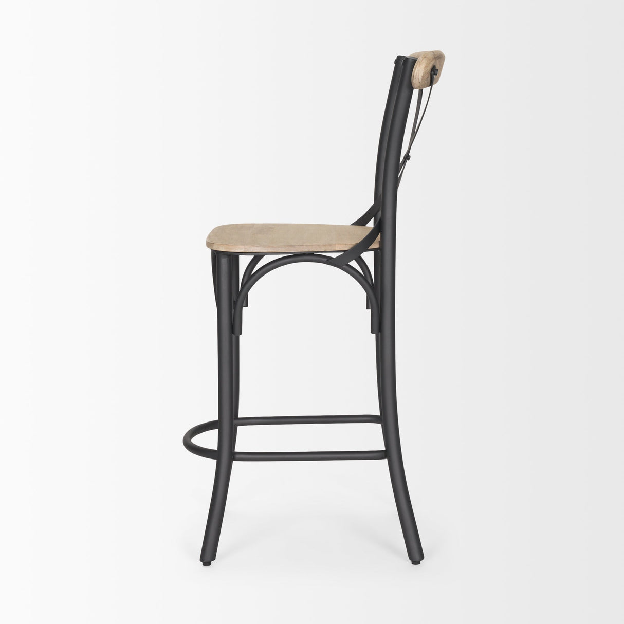 Etienne Light Brown Wood w/ Iron Metal Counter Stool by Mercana at Eve Furniture