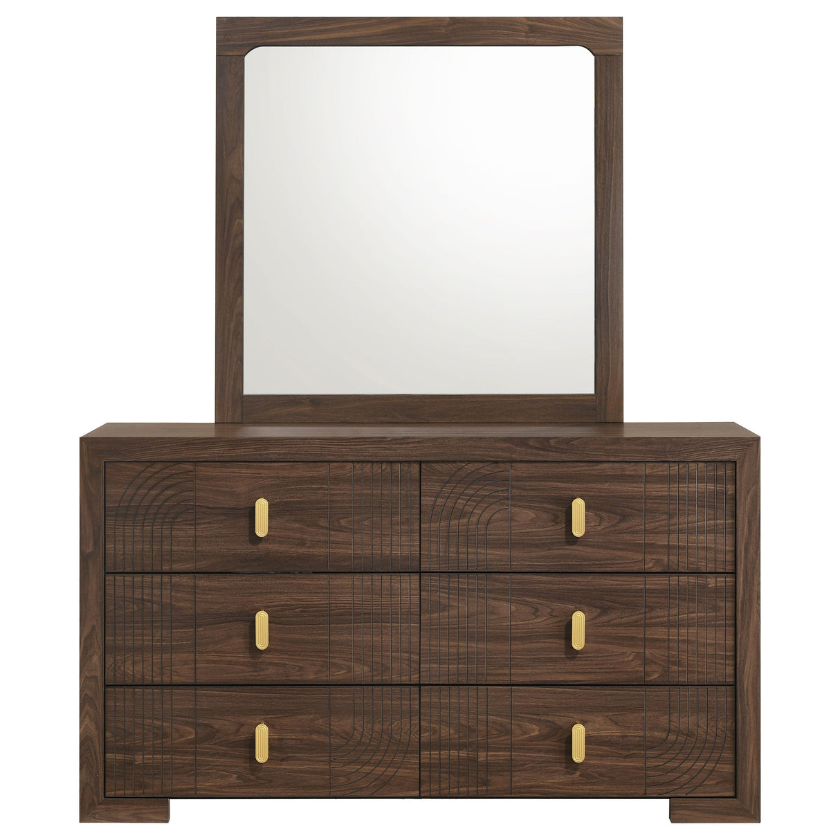 Etienne Walnut 6-drawer Dresser With Mirror by Coaster at Eve Furniture