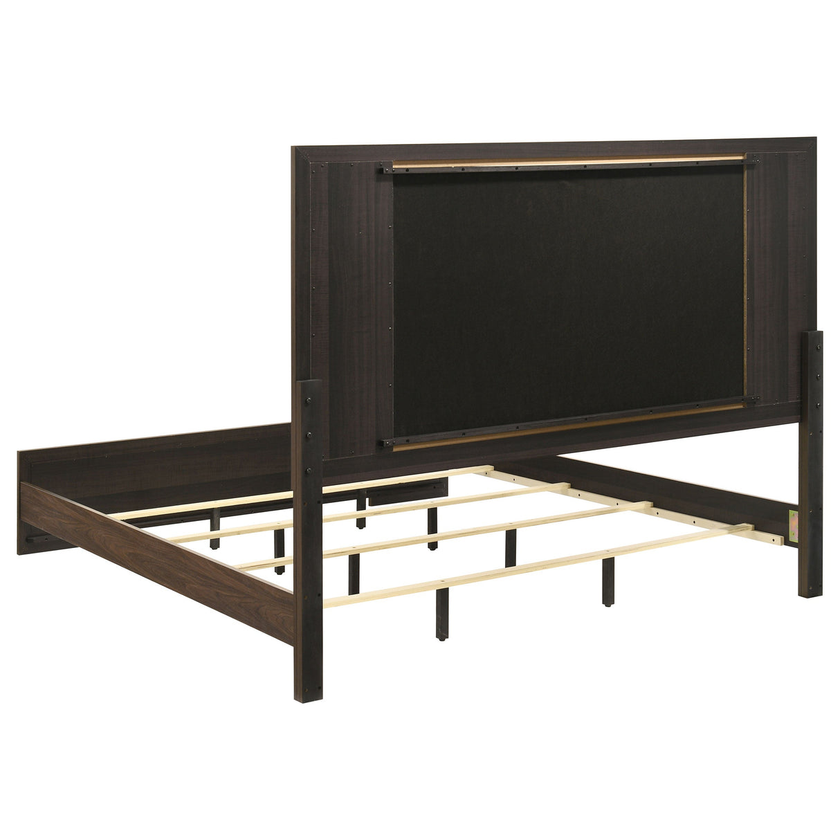 Etienne Walnut Eastern King Velvet Upholstered Panel Bed by Coaster at Eve Furniture