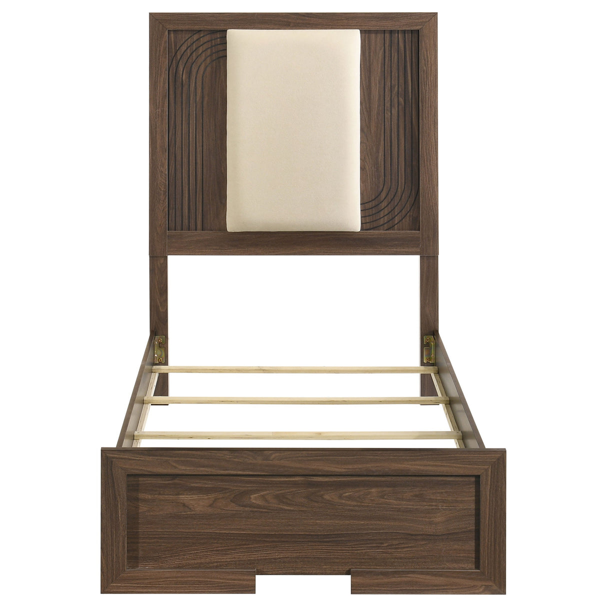 Etienne Walnut Twin Velvet Upholstered Panel Bed by Coaster at Eve Furniture