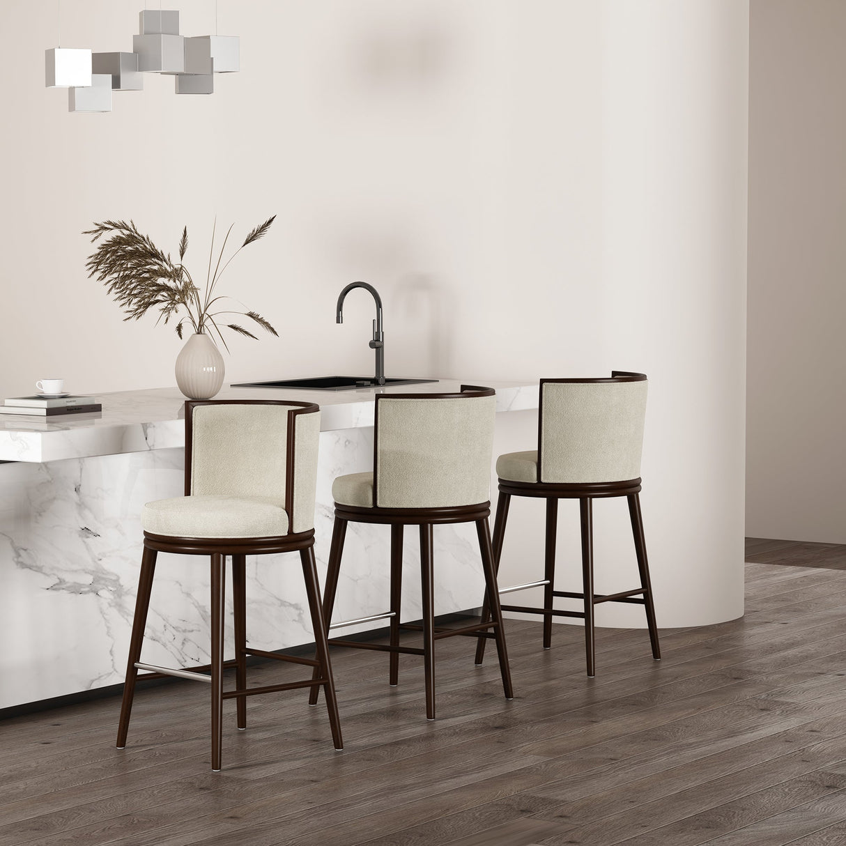 Evalyn Barstool in Cream by Manhattan Comfort at Eve Furniture