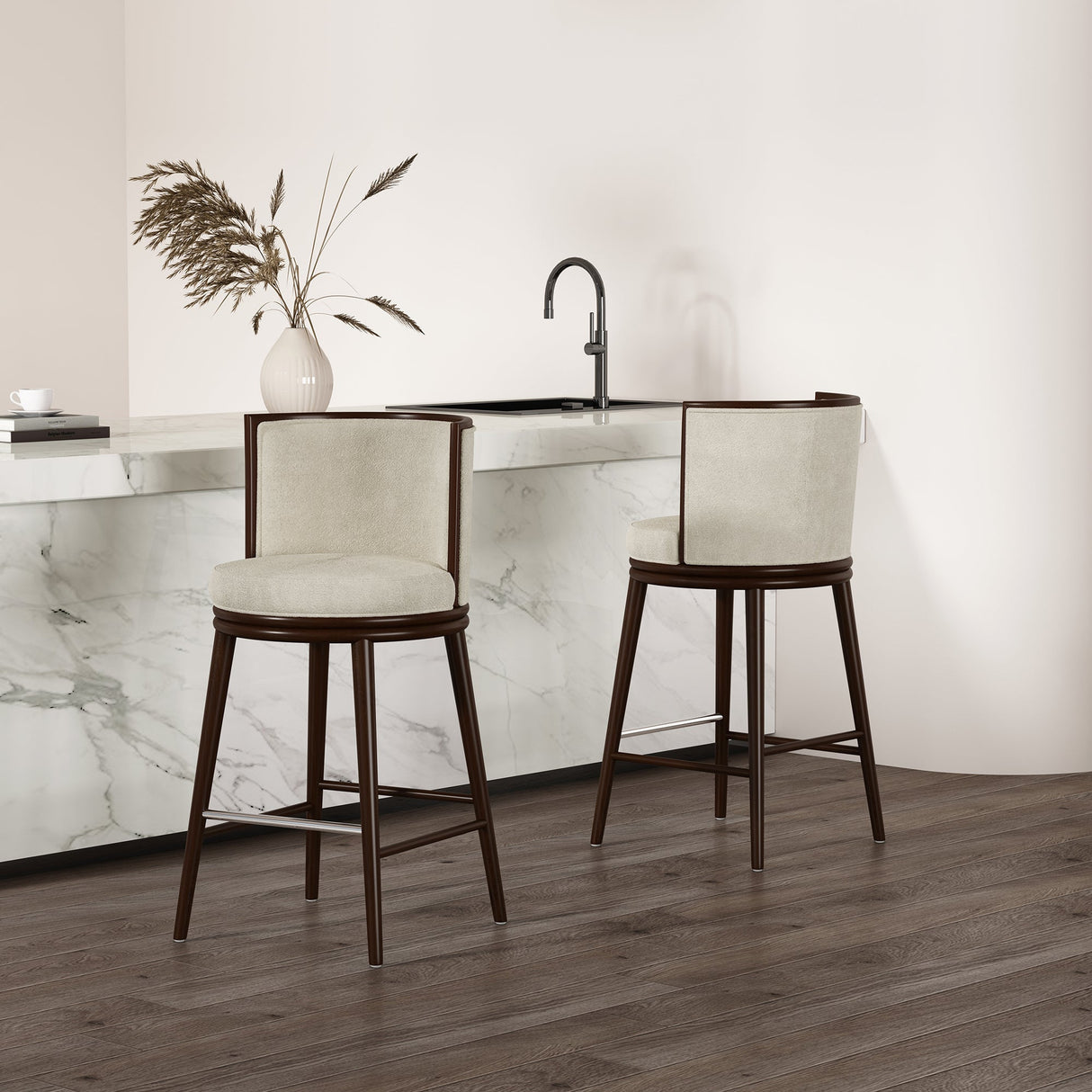 Evalyn Barstool in Cream (set of 2) by Manhattan Comfort at Eve Furniture