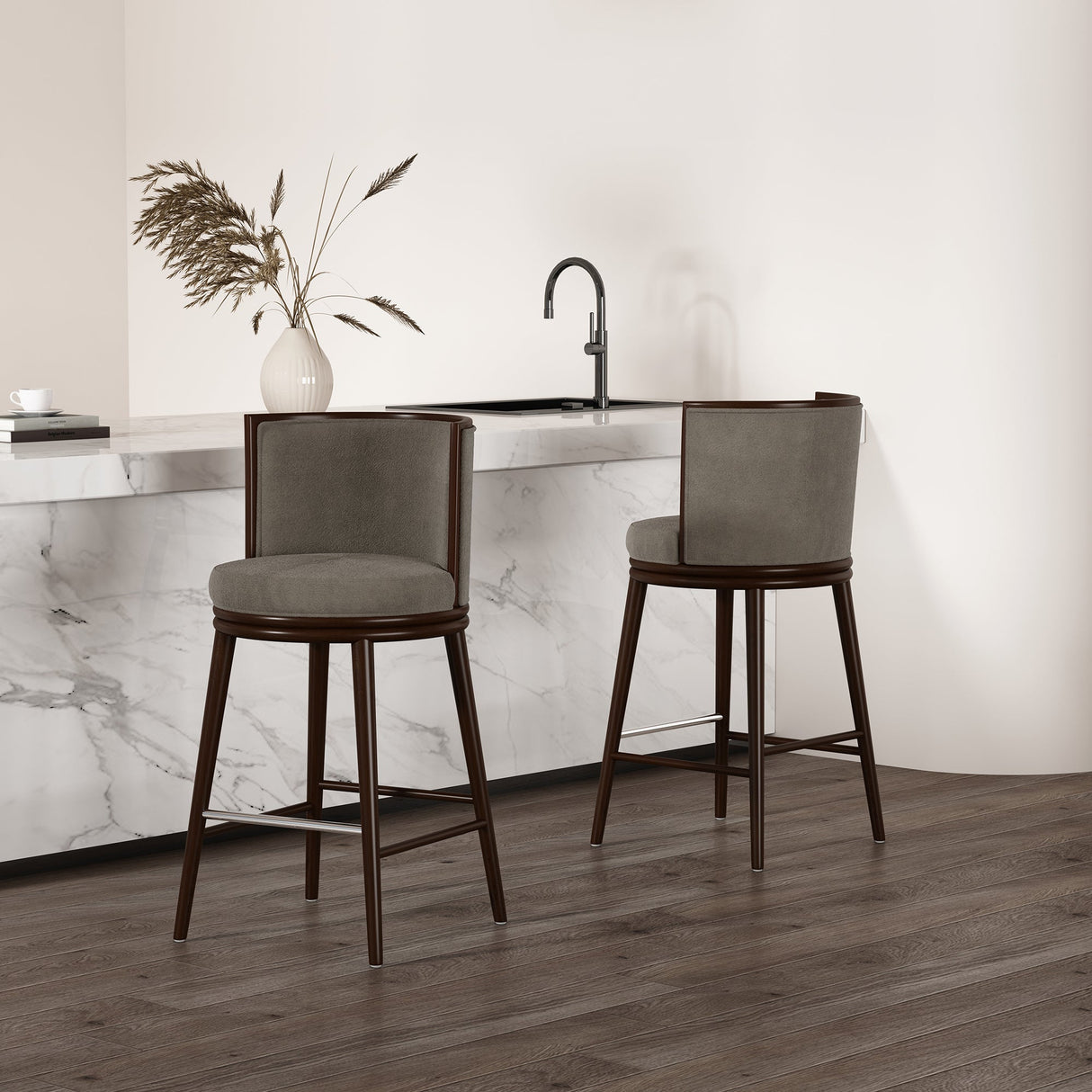 Evalyn Barstool in Dove (set of 2) by Manhattan Comfort at Eve Furniture
