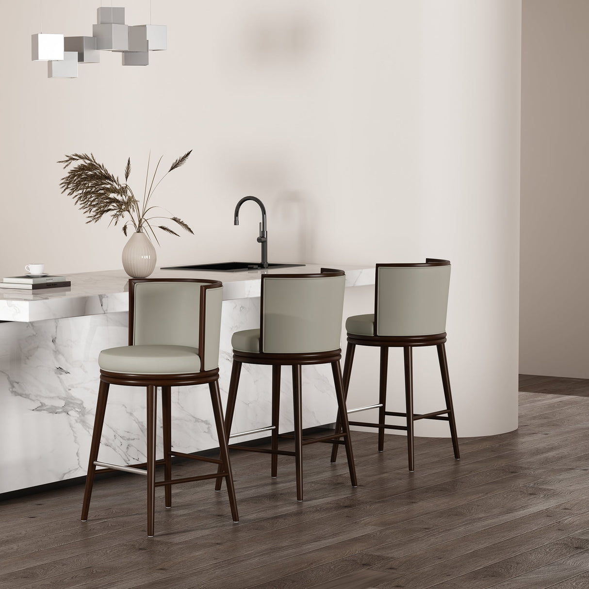 Evalyn Barstool in Stone by Manhattan Comfort at Eve Furniture