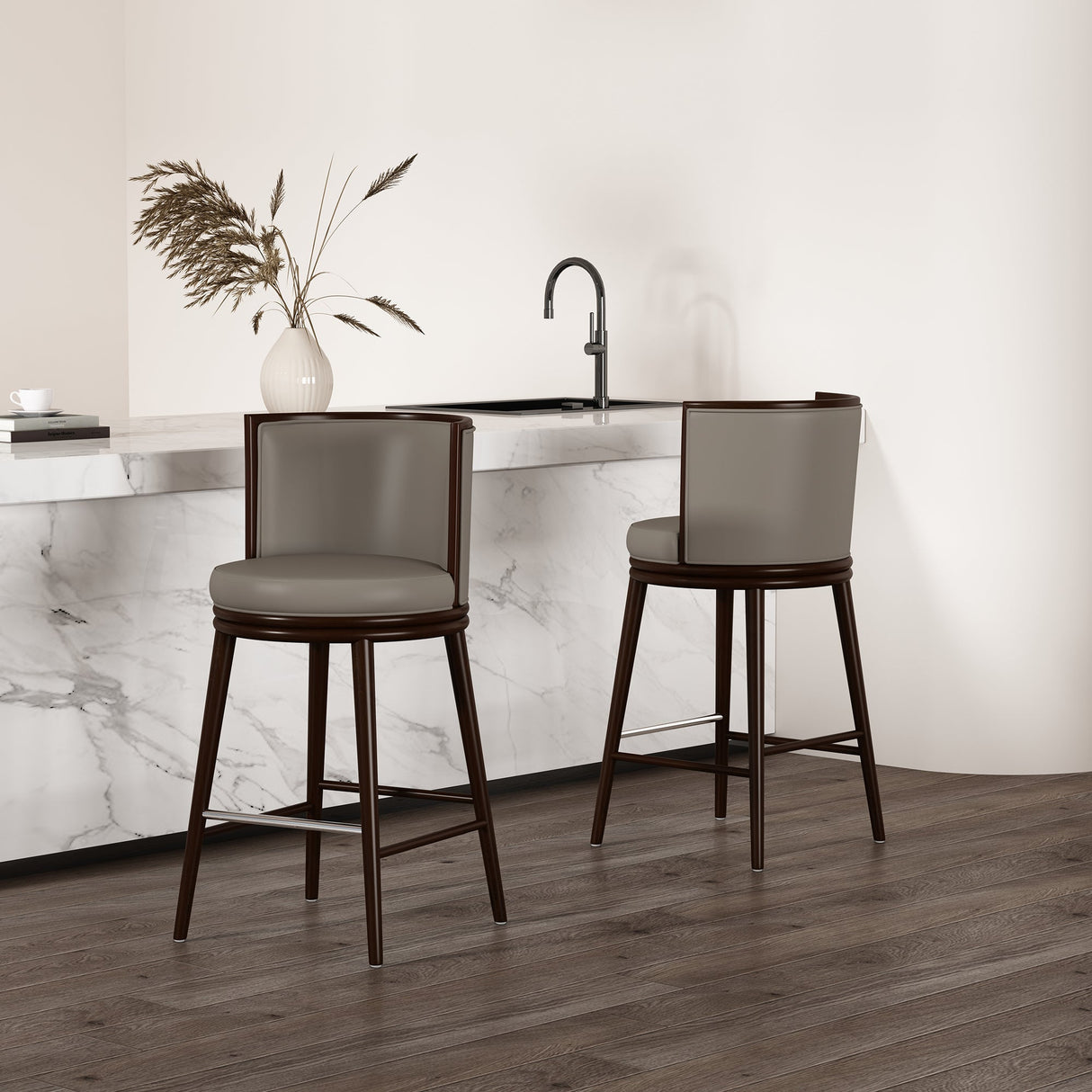 Evalyn Barstool in Taupe (set of 2) by Manhattan Comfort at Eve Furniture