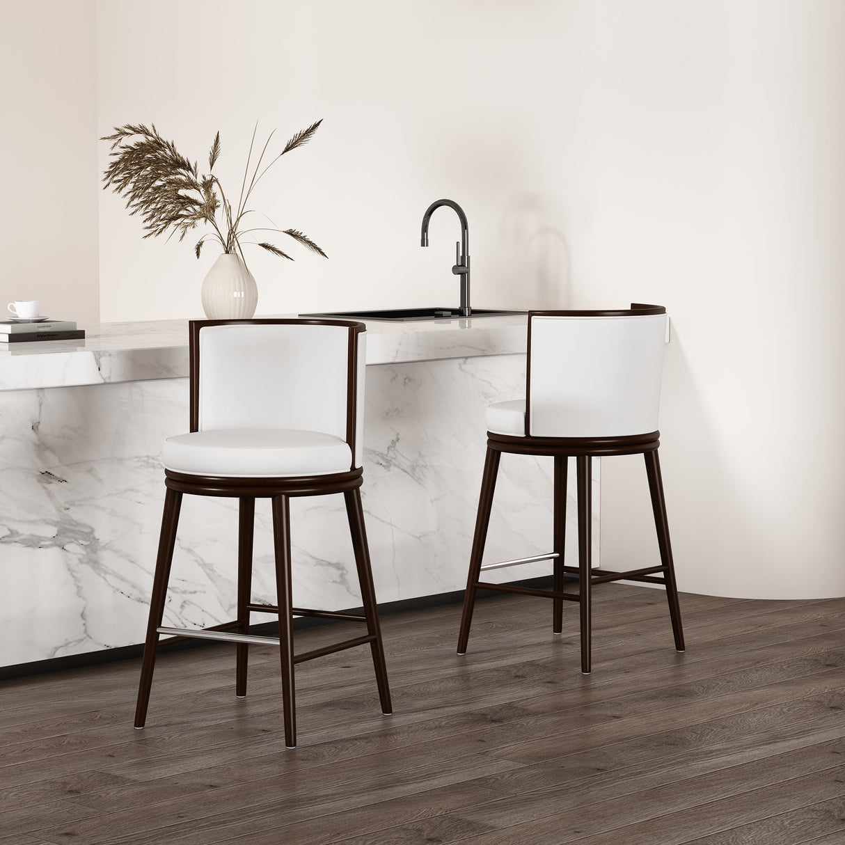 Evalyn Barstool in White (set of 2) by Manhattan Comfort at Eve Furniture