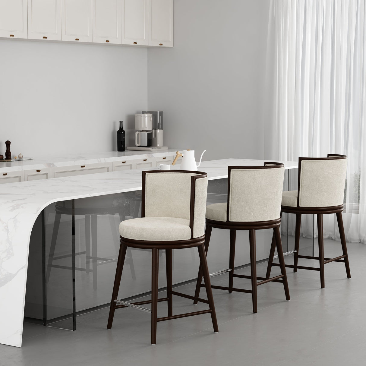 Evalyn Counter Stool in Cream by Manhattan Comfort at Eve Furniture