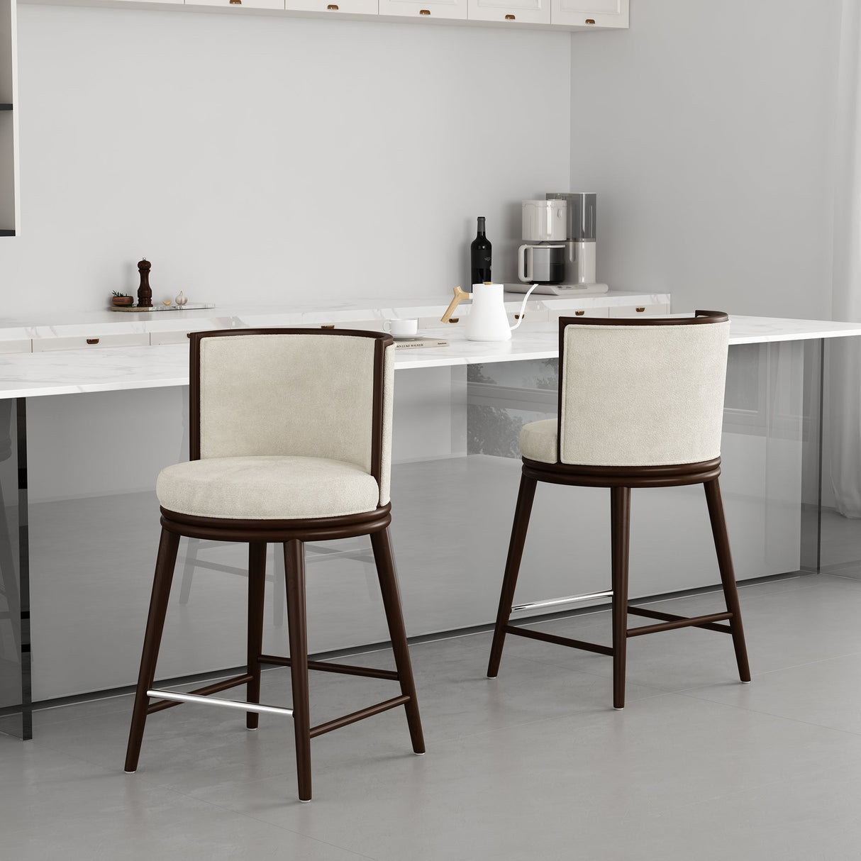 Evalyn Counter Stool in Cream (set of 2) by Manhattan Comfort at Eve Furniture