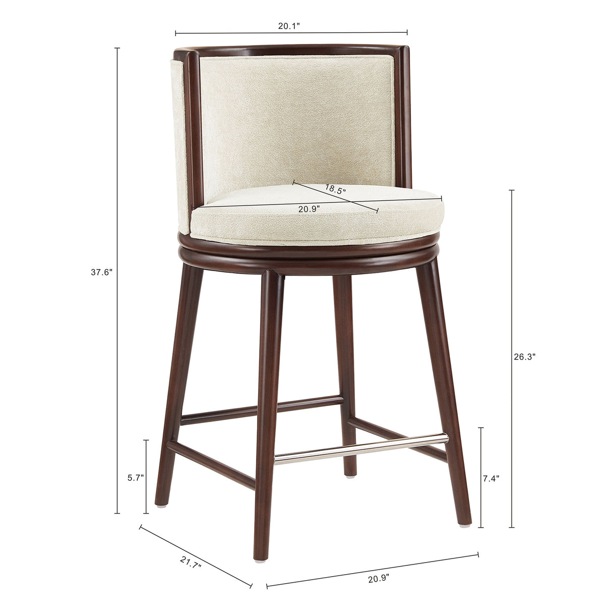 Evalyn Counter Stool in Cream (set of 3) by Manhattan Comfort at Eve Furniture