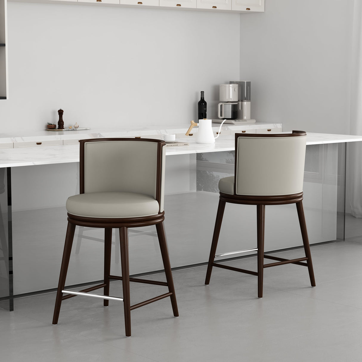 Evalyn Counter Stool in Stone (set of 2) by Manhattan Comfort at Eve Furniture