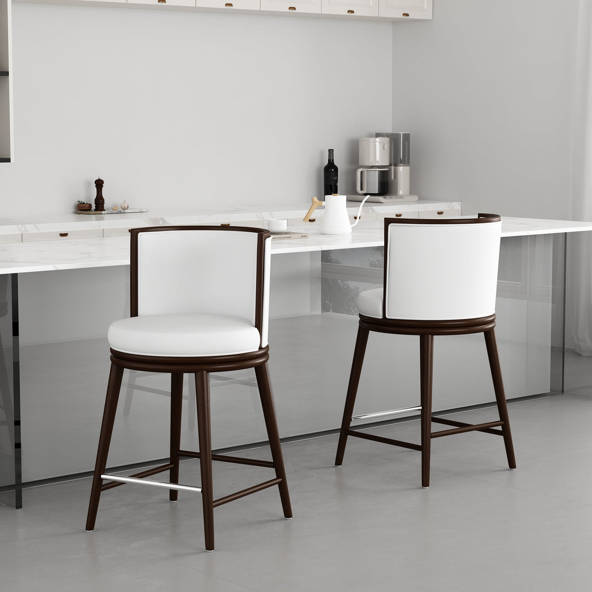 Evalyn Counter Stool in White (set of 2) by Manhattan Comfort at Eve Furniture