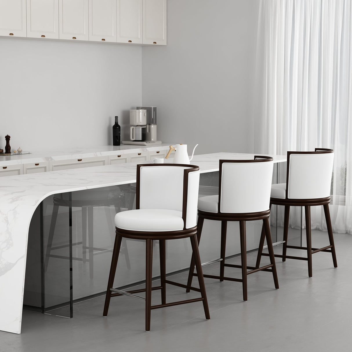 Evalyn Counter Stool in White (set of 3) by Manhattan Comfort at Eve Furniture