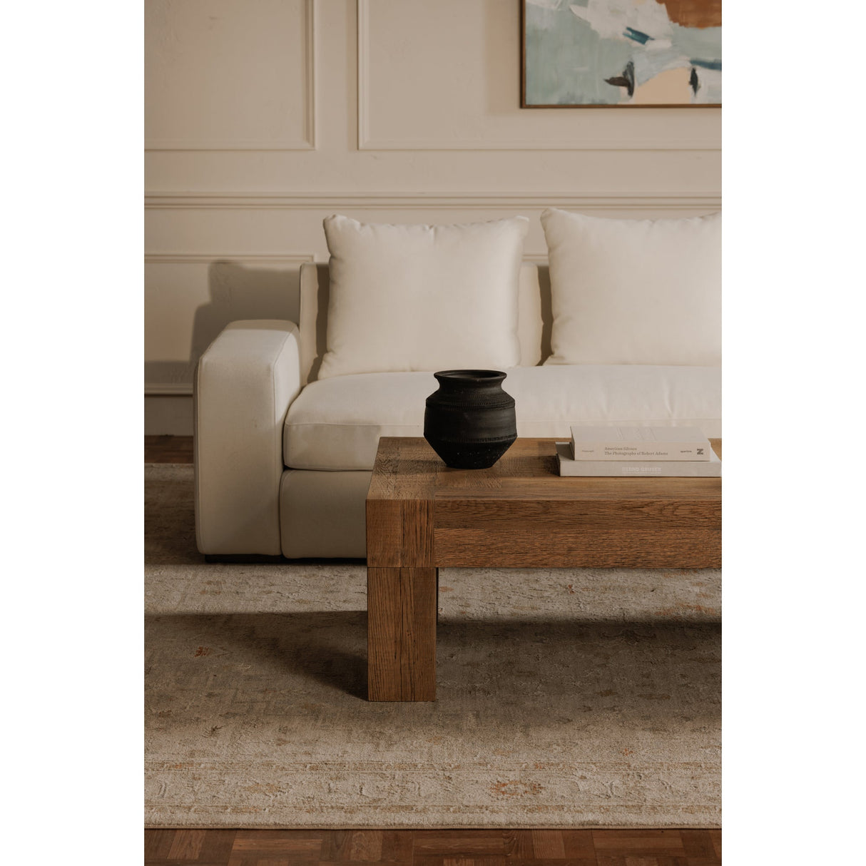Evander Aged Oak Rectangle Coffee Table by MOES at Eve Furniture