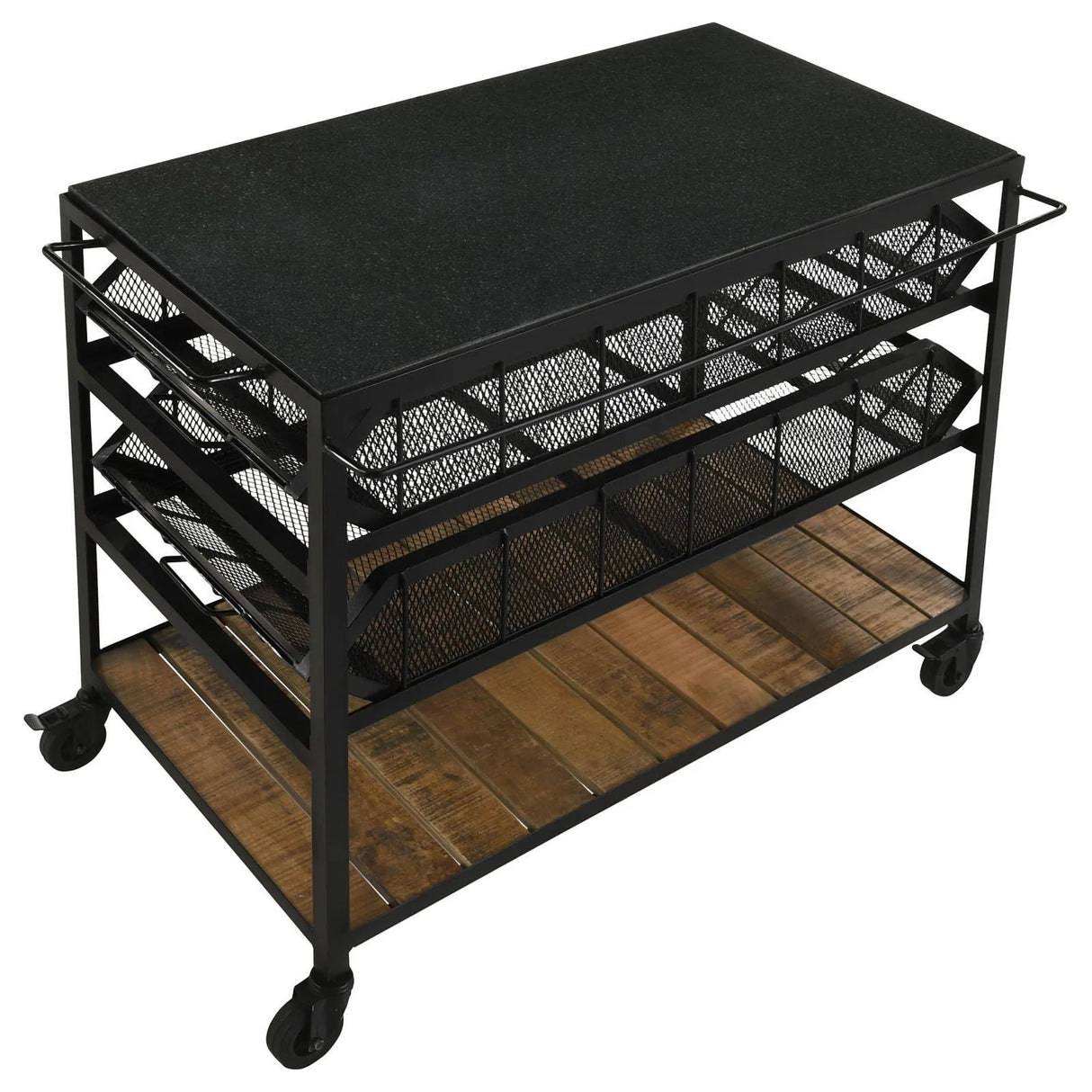 Evander Natural/Black Accent Storage Cart with Casters by Coaster at Eve Furniture