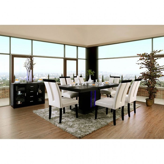 Evangeline Black/Beige 7-Piece Dining Room Set by Furniture of America at Eve Furniture