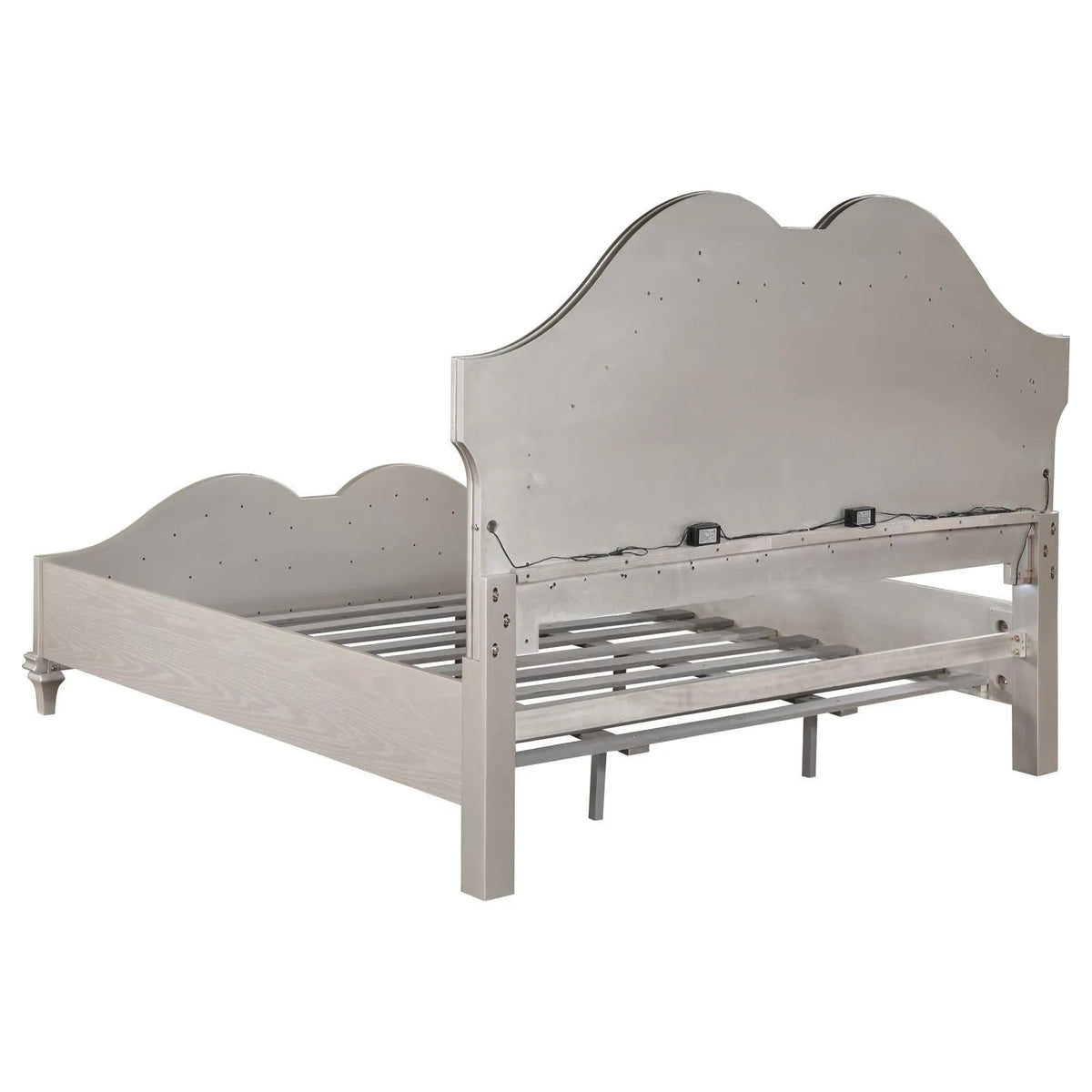 Evangeline Tufted Upholstered Platform California King Bed Ivory/Silver Oak by Coaster at Eve Furniture