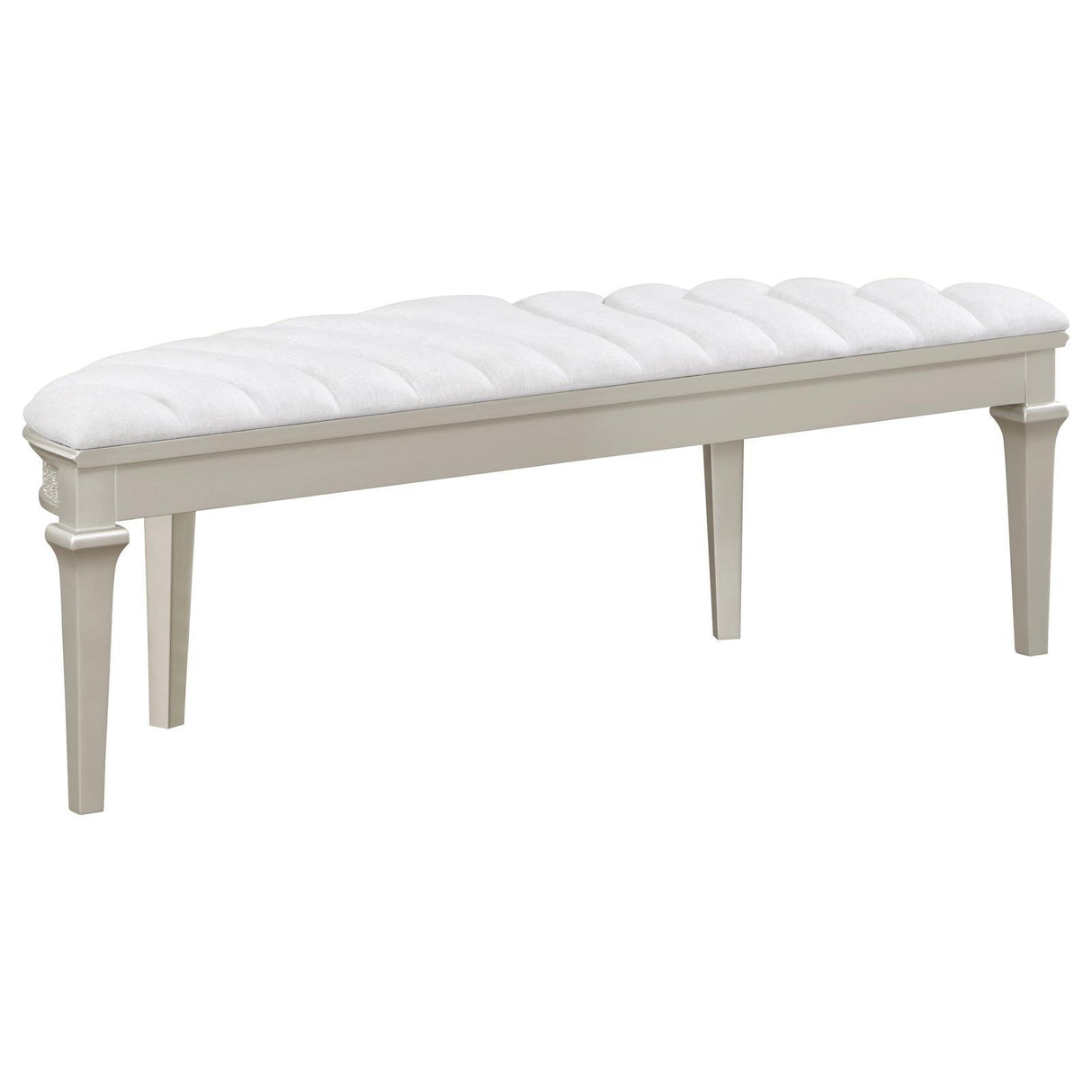 Evangeline Upholstered Demilune Bench Ivory and Silver Oak by Coaster at Eve Furniture