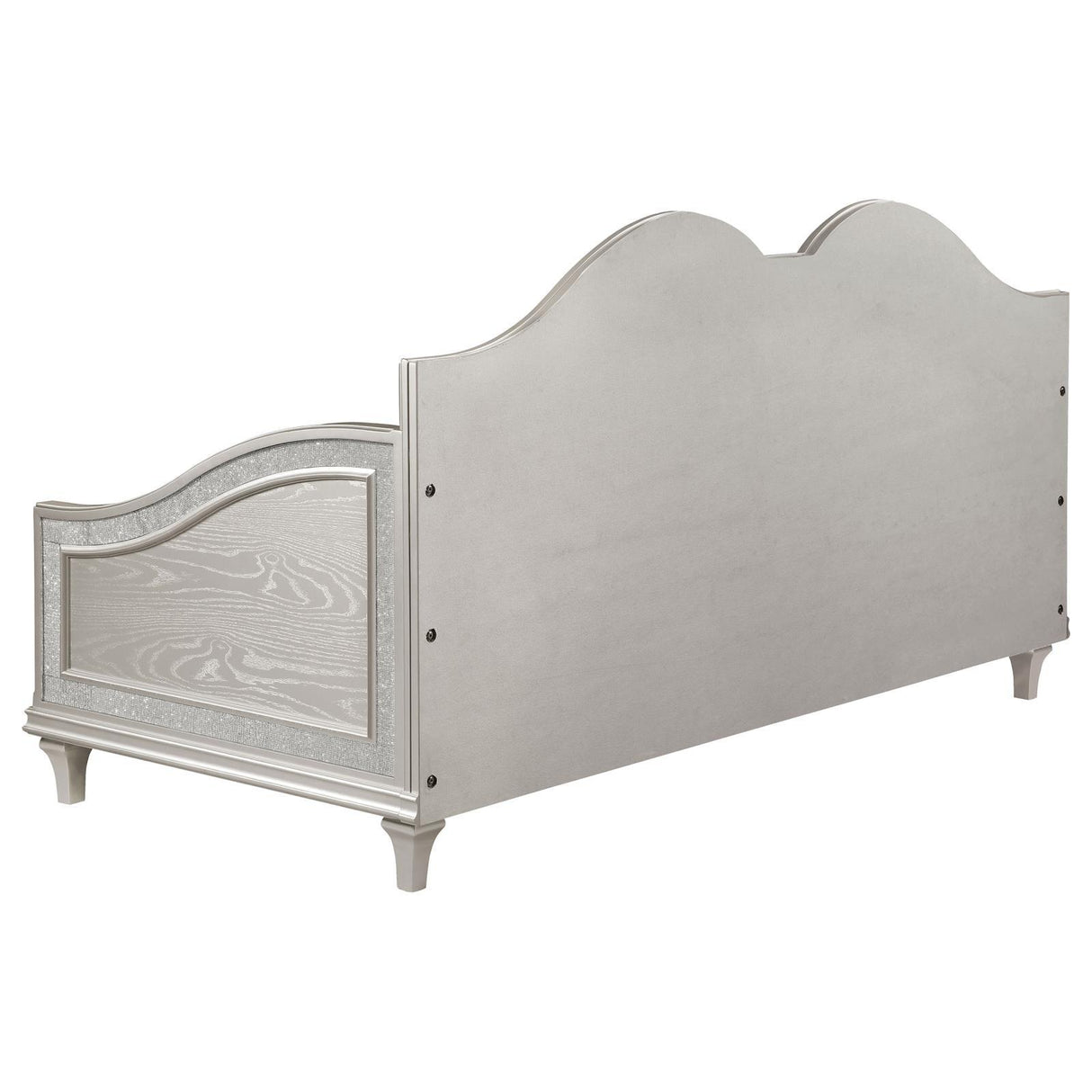 Evangeline Upholstered Twin Daybed with Faux Diamond Trim Silver and Ivory by Coaster at Eve Furniture