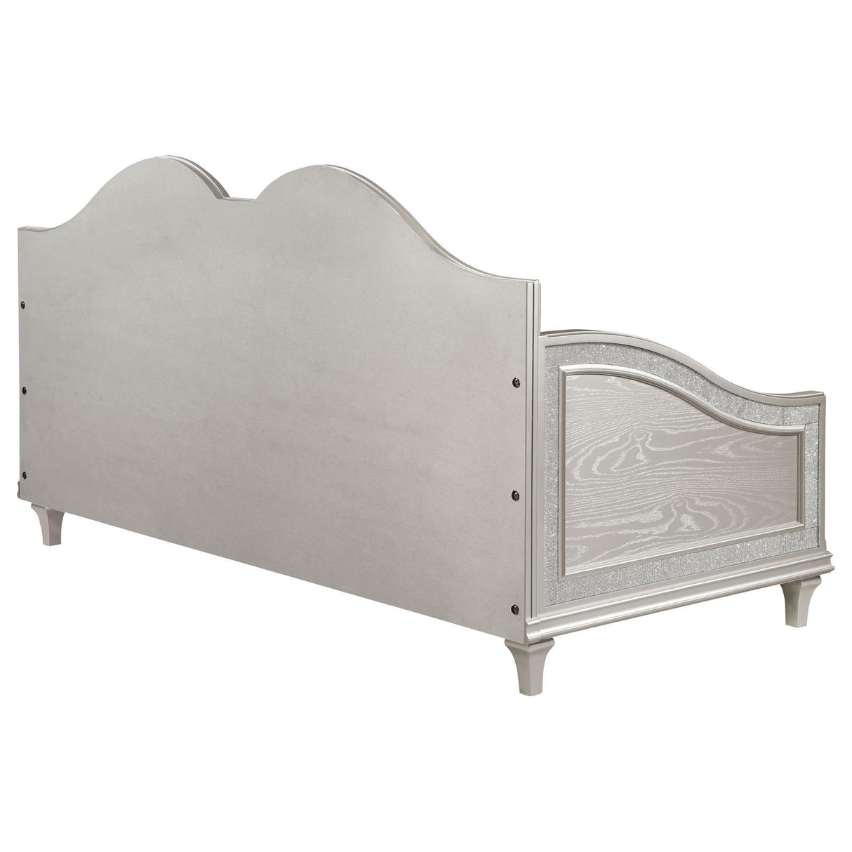 Evangeline Upholstered Twin Daybed with Faux Diamond Trim Silver and Ivory by Coaster at Eve Furniture