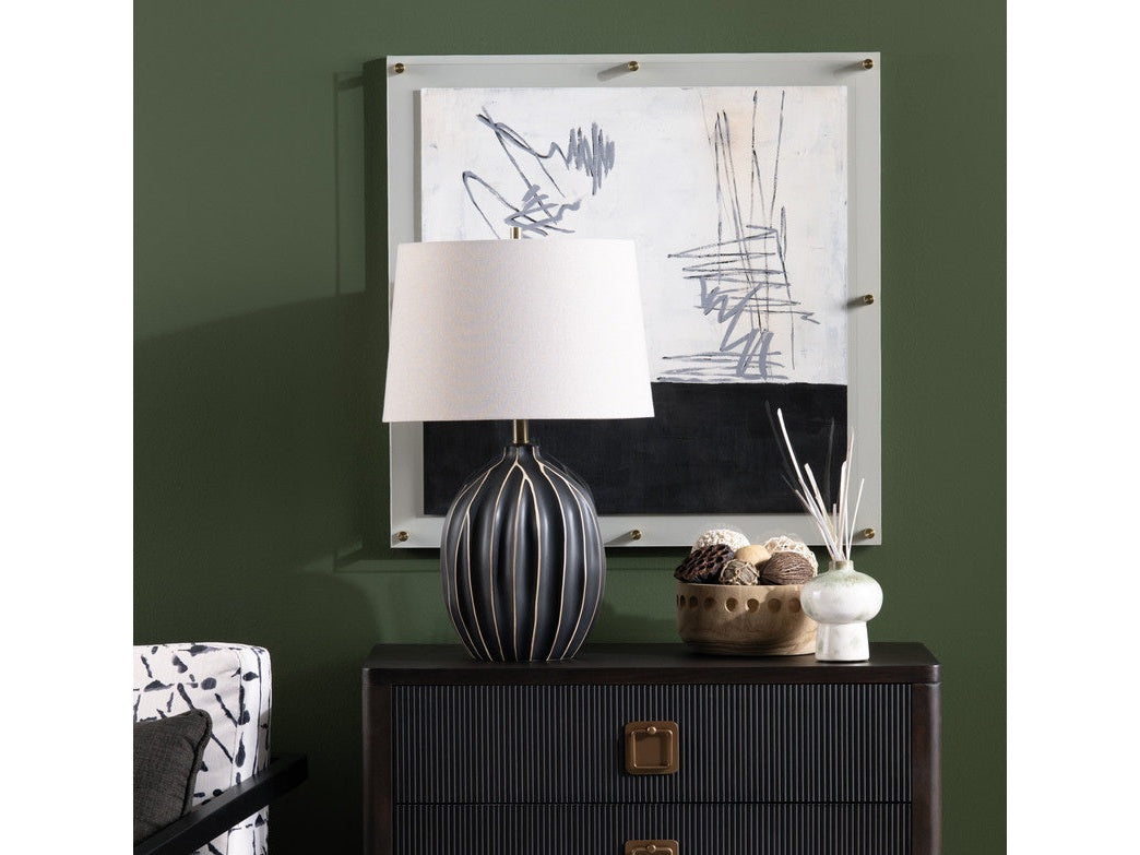 Evans Black/Oatmeal Table Lamp by Crestview at Eve Furniture