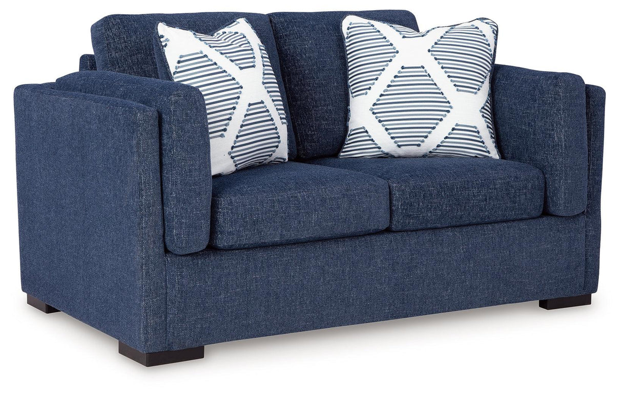 Evansley Navy Loveseat by Ashley at Eve Furniture