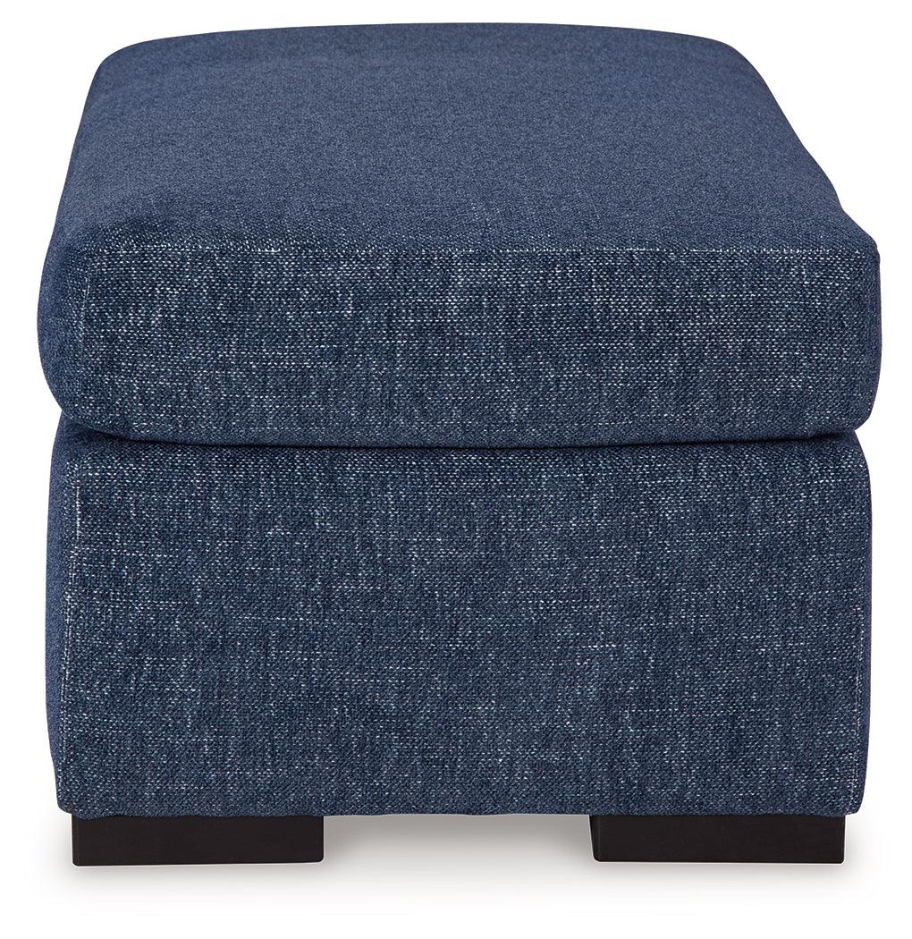 Evansley Navy Ottoman by Ashley at Eve Furniture