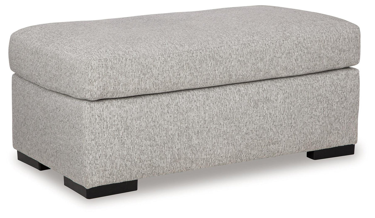 Evansley Pewter Ottoman by Ashley at Eve Furniture