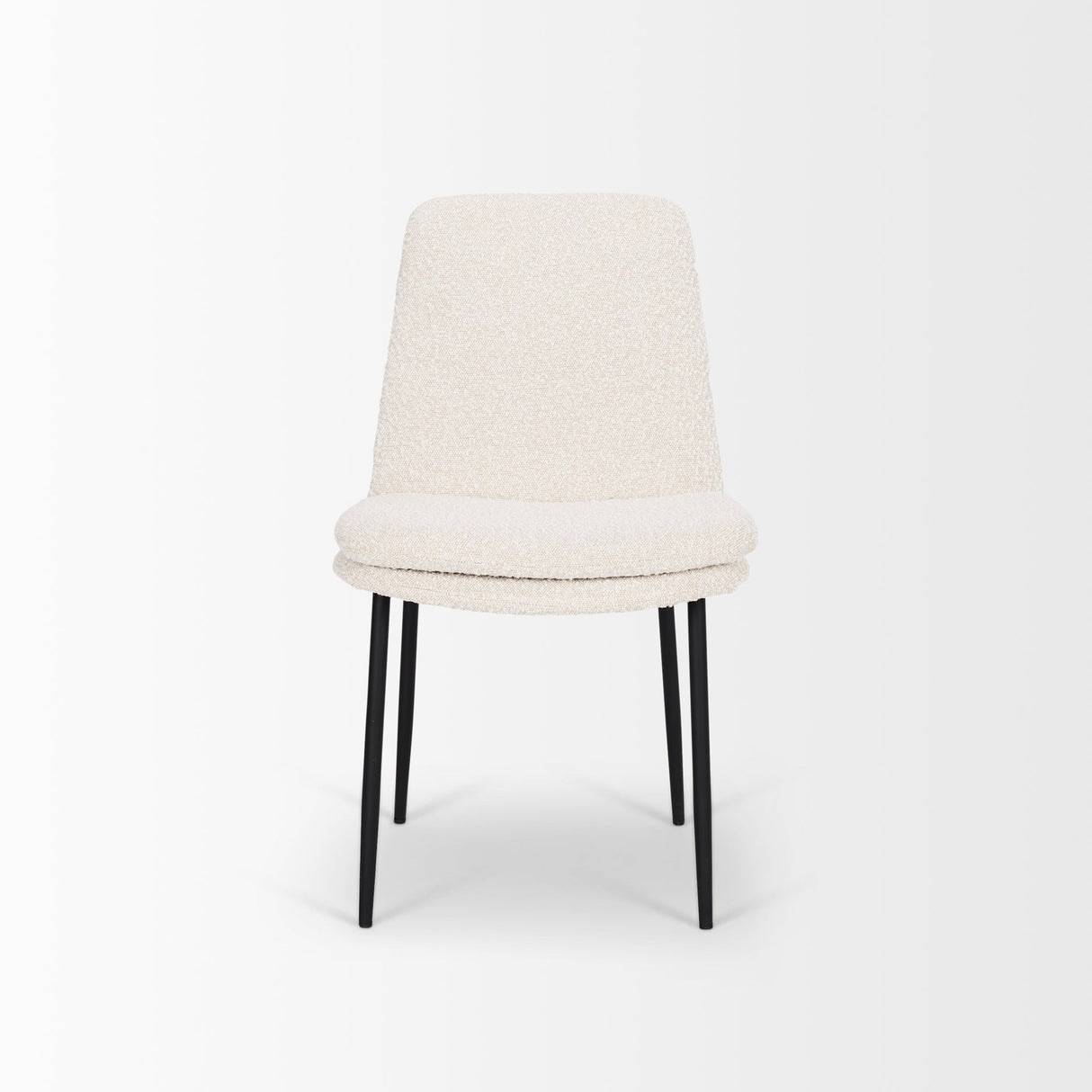 Eve Dining Chair w/ Cream Boucle Fabric & Matte Black Metal, Set of 2 by Mercana at Eve Furniture