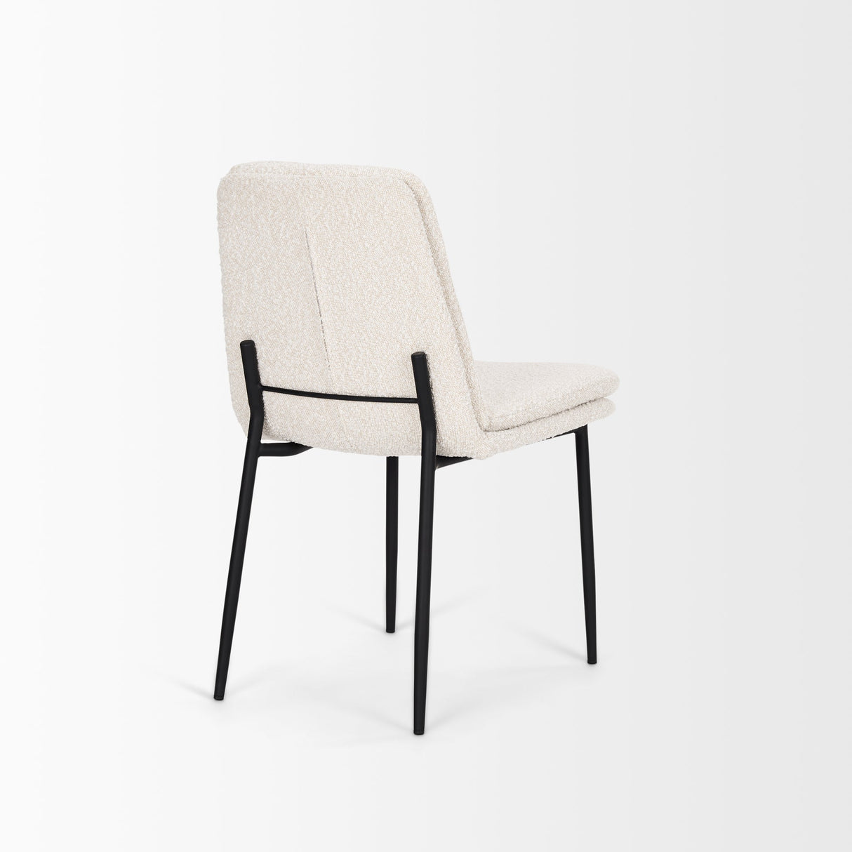 Eve Dining Chair w/ Cream Boucle Fabric & Matte Black Metal, Set of 2 by Mercana at Eve Furniture