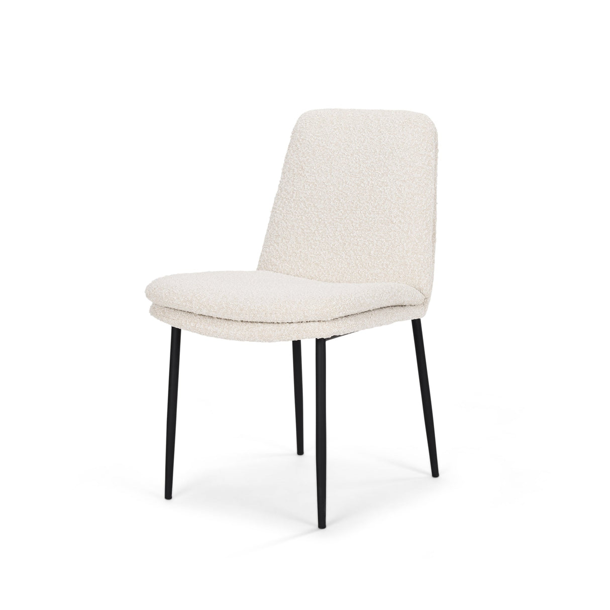 Eve Dining Chair w/ Cream Boucle Fabric & Matte Black Metal, Set of 2 by Mercana at Eve Furniture