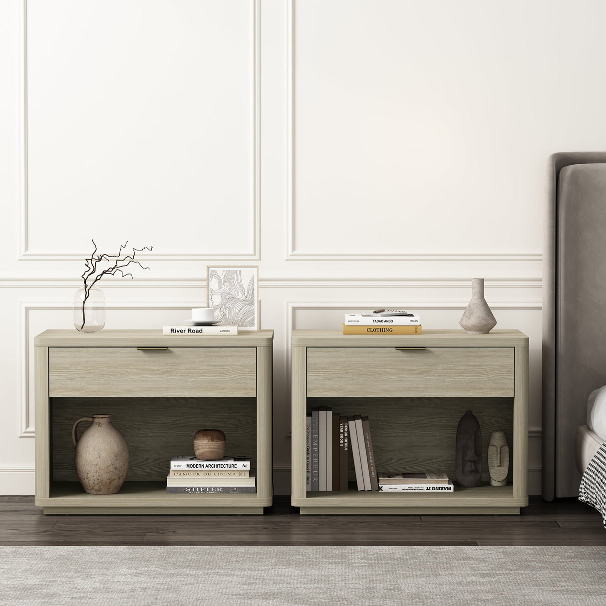 Evelyn 32" Nightstand 2.0 in Natural (set of 2) by Manhattan Comfort at Eve Furniture