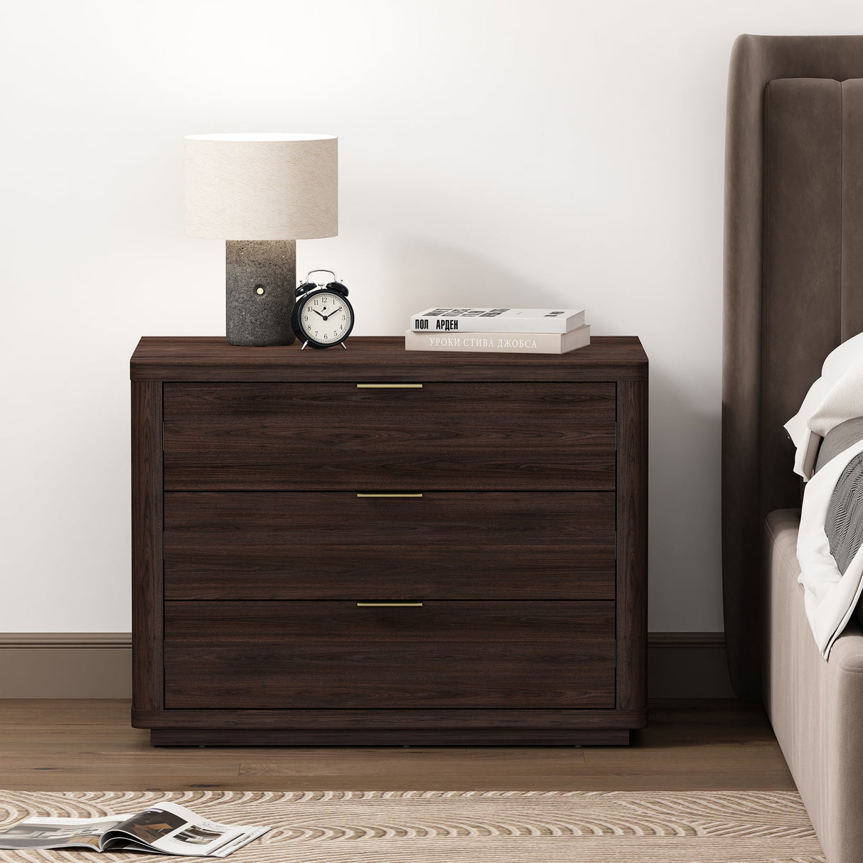 Evelyn 32" Nightstand 4.0 in Brown by Manhattan Comfort at Eve Furniture