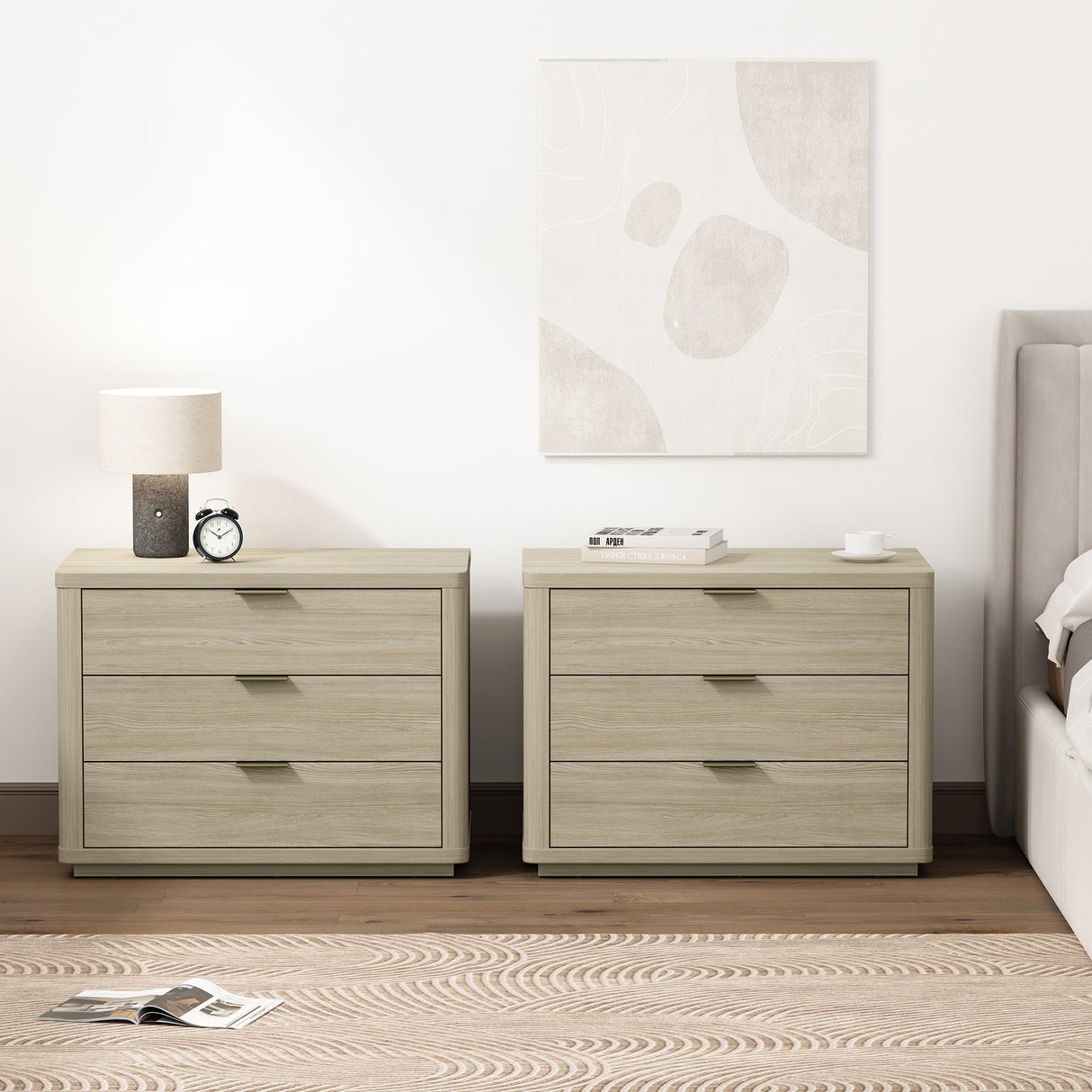 Evelyn 32" Nightstand 4.0 in Natural (set of 2) by Manhattan Comfort at Eve Furniture