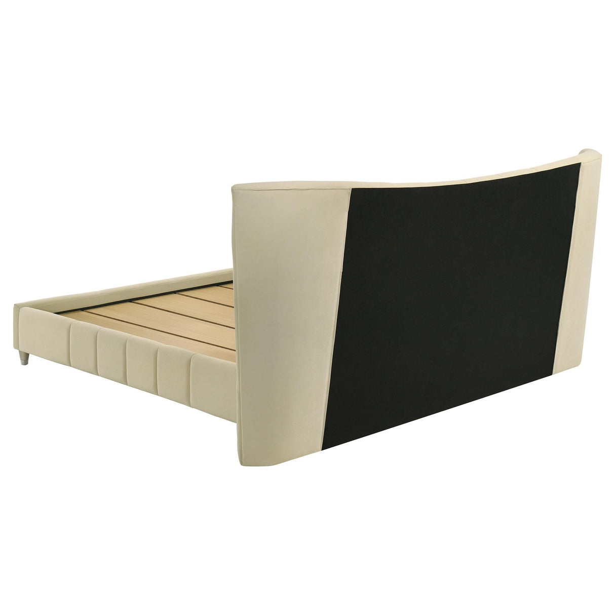 Evelyn Ivory Upholstered Eastern King Panel Platform Bed by Coaster at Eve Furniture