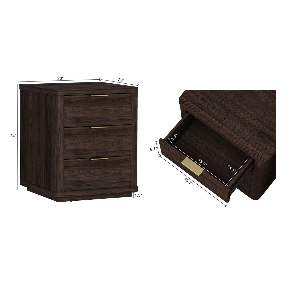 Evelyn Nightstand in Brown (set of 2) by Manhattan Comfort at Eve Furniture