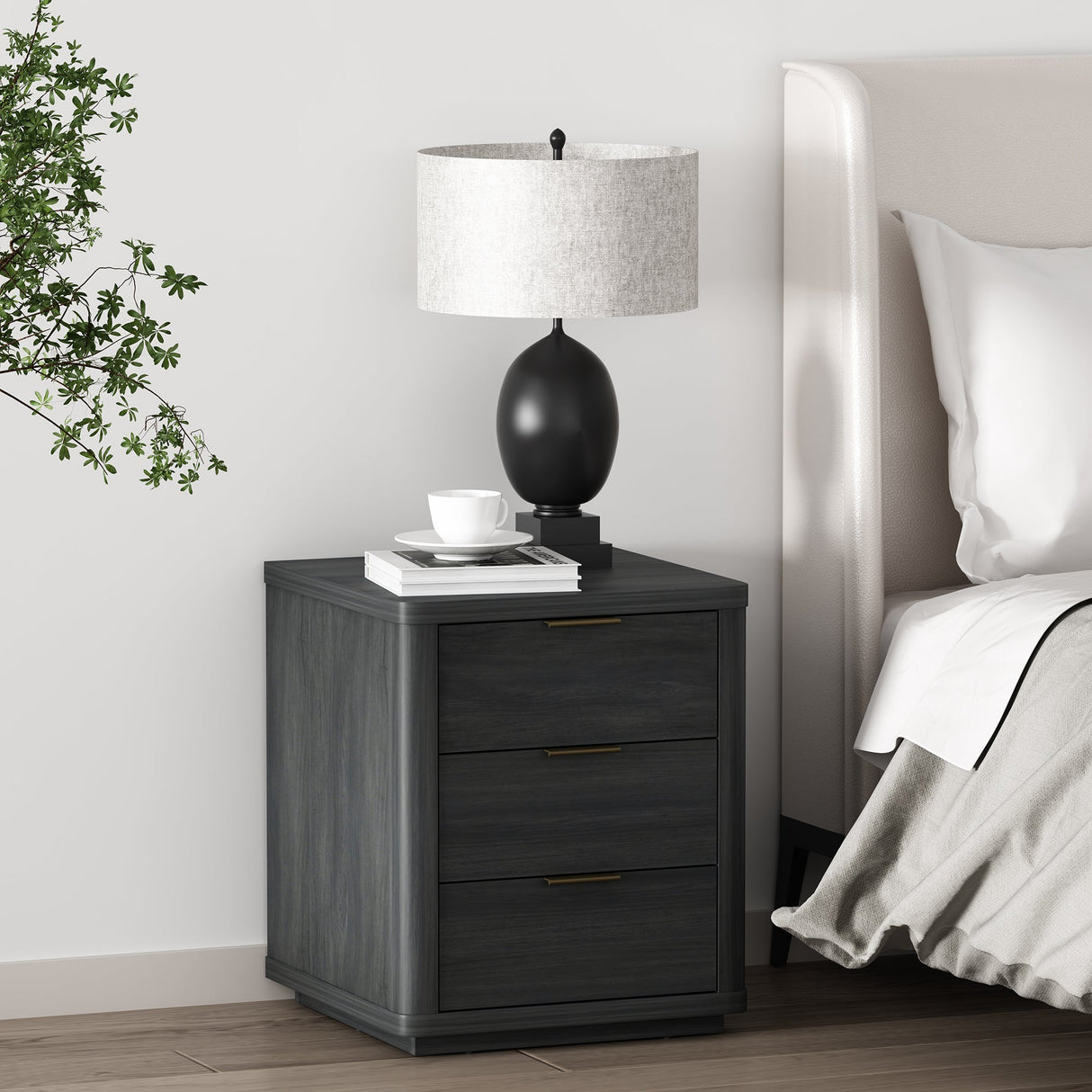 Evelyn Nightstand in Charcoal Grey by Manhattan Comfort at Eve Furniture