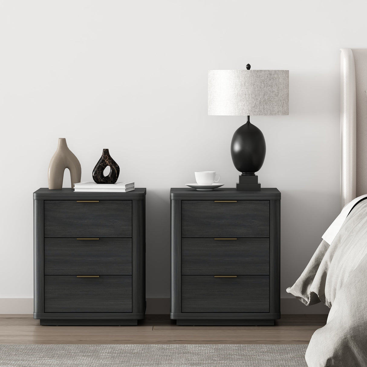 Evelyn Nightstand in Charcoal Grey (set of 2) by Manhattan Comfort at Eve Furniture