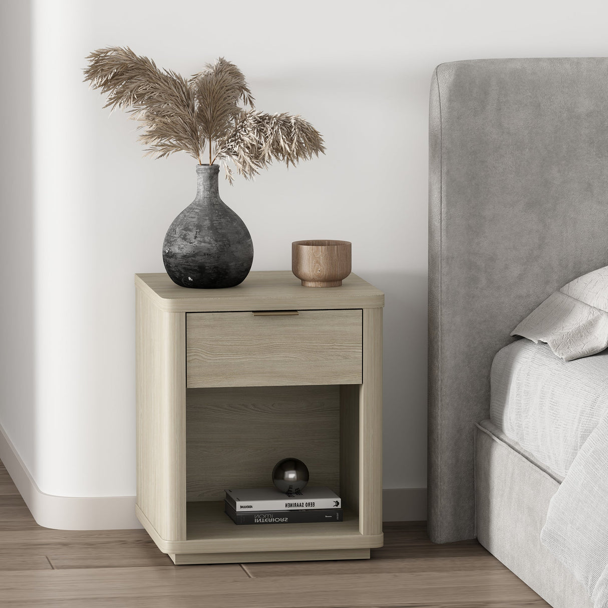 Evelyn Nightstand in Natural by Manhattan Comfort at Eve Furniture