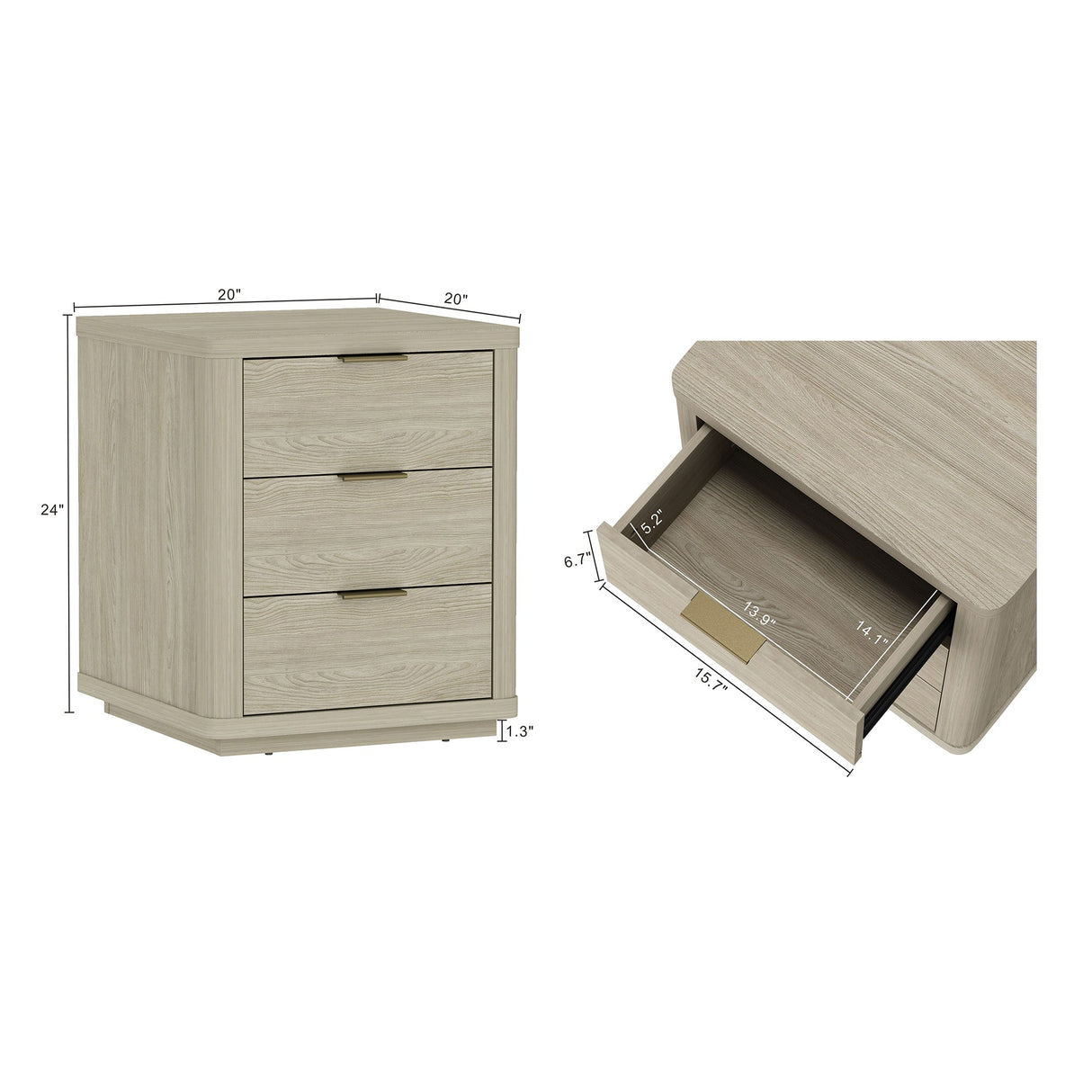 Evelyn Nightstand in Natural by Manhattan Comfort at Eve Furniture